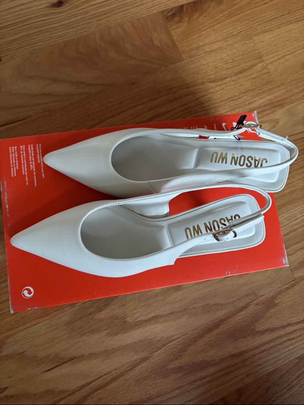 Jason Wu Slingback Kitten Heel Genuine Leather Light Cream Pointed Toe Size 7.5